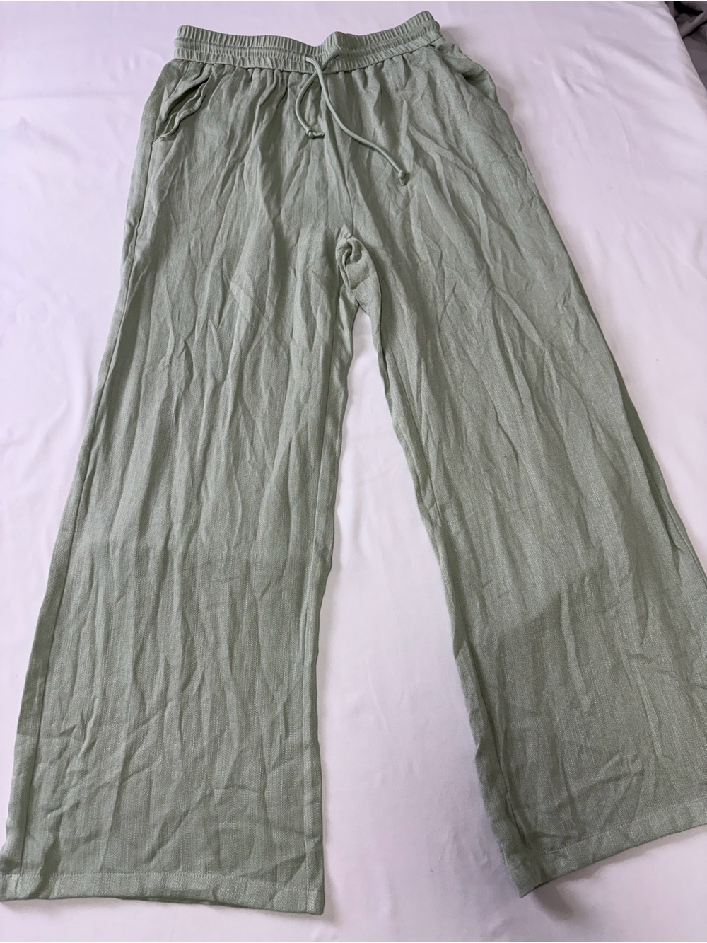 HALARA Sage Green Elastic Waist Wide-Leg Pants